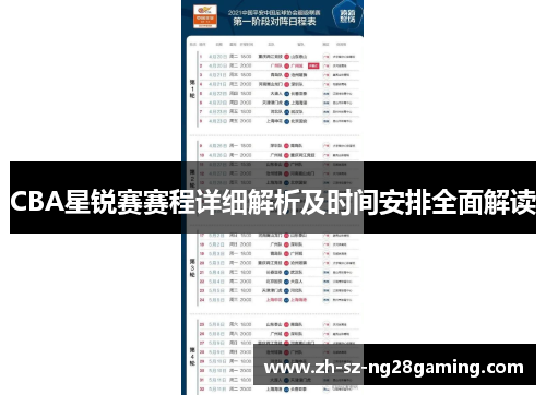 CBA星锐赛赛程详细解析及时间安排全面解读